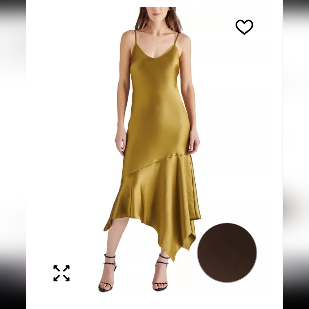 Steve Madden Lucille Satin Slip Dress Sz M Asymmetrical Babydoll New